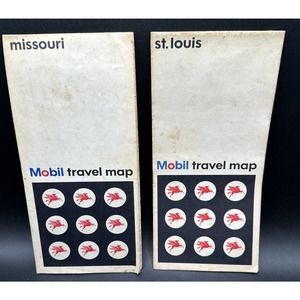 2 Vintage 1966 Mobil Oil Travel Maps Of ST LOUIS & MISSOURI Nice!